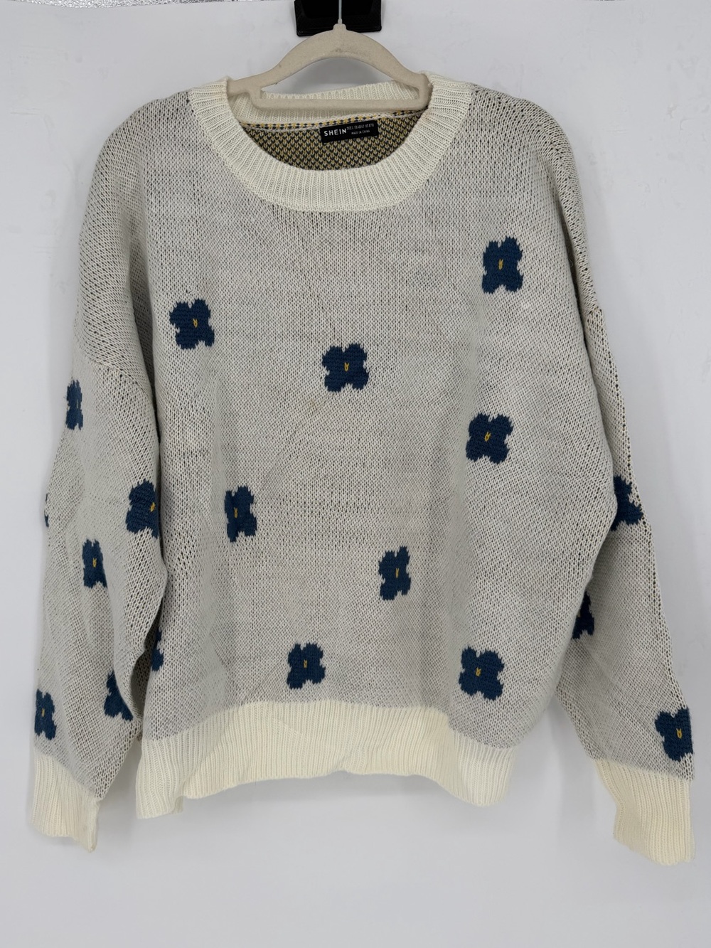 Embroidered Flower Oversized Sweater